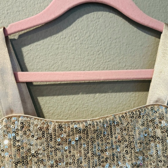 Cat & Jack champagne sequin, glitter sleeveless dress with toule. - Picture 3 of 9